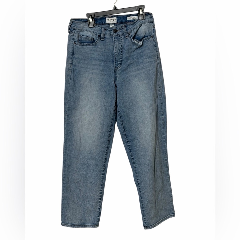 Frayed Jeans Women’s High Rise Ankle Straight Crop Denim Pants Size 28